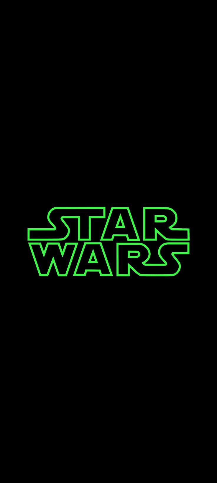 the star wars logo is shown in green on black background, and it appears to be glowing