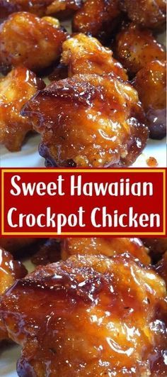 sweet hawaiian crockpot chicken on a white plate