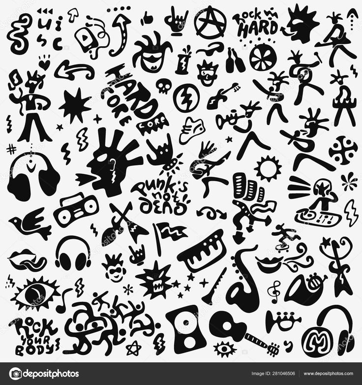 black and white drawing of various symbols on a white background stock photo, images and clippings