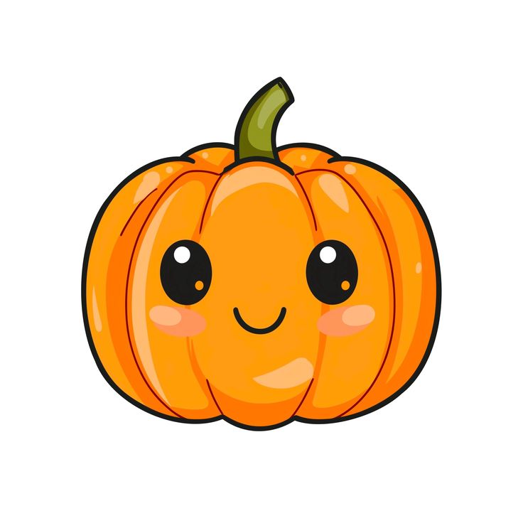 a cartoon pumpkin with big eyes and a smile