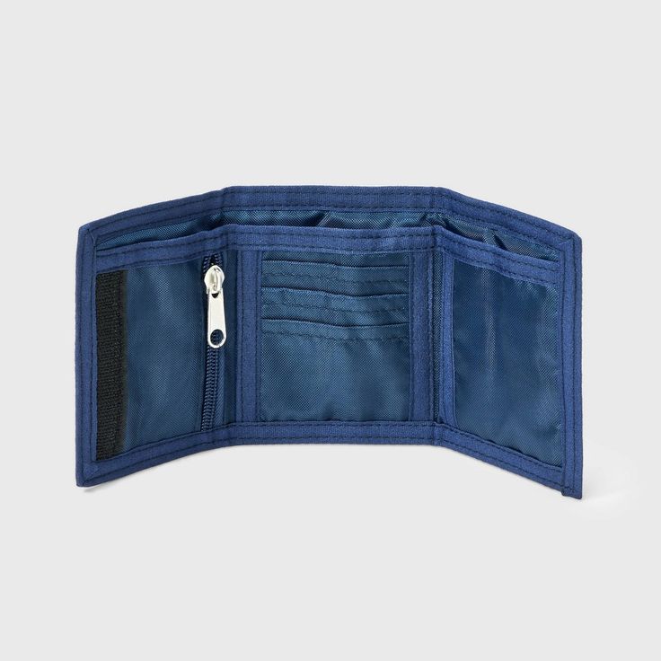 They'll love carrying their money in this Bluey Trifold Wallet. This tri-fold wallet features a bill compartment, card slots, one zip pocket and one ID pocket for keeping cash, cards, coins and IDs secure. The foldable design makes it less bulky and easy to carry, while a hook-and-loop closure helps keep the contents safe. Featuring Bluey and Bingo graphics with colorful musical note symbols in the background, it's sure to add cute style to their everyday accessories. Casual Blue Rfid Blocking Wallets, Blue Casual Wallets With Rfid Blocking, Casual Blue Wallets With Rfid Blocking, Functional Blue Wallets For Daily Use, Blue Functional Wallet With Card Slots, Functional Blue Wallets With Card Slots, Functional Blue Wallet With Card Slots, Blue Trifold Wallet With Coin Pocket For Everyday, Blue Trifold Wallet With Card Slots For Daily Use