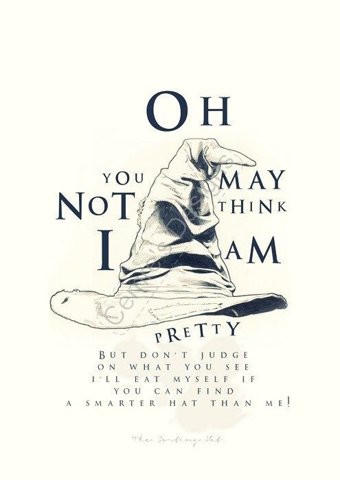 a harry potter hat with the quote, oh you may not think i am pretty but don