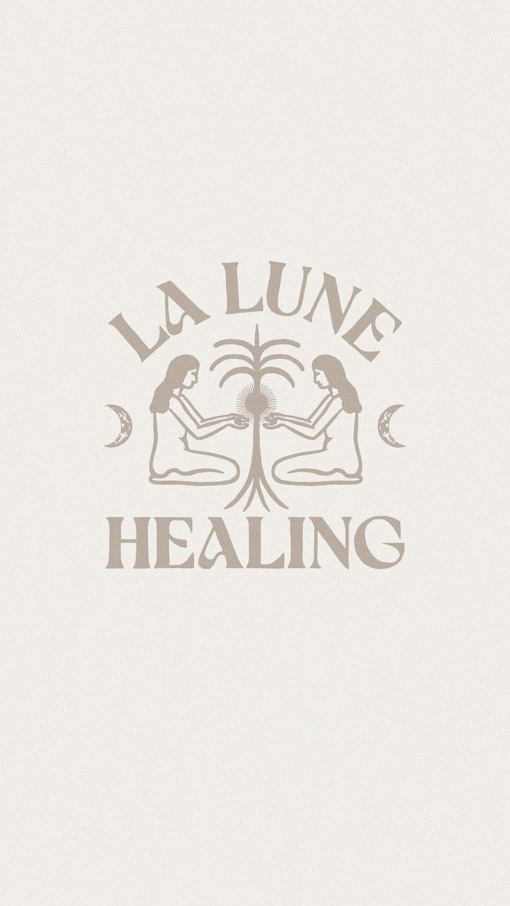 the logo for la lunae healing is shown on a white background with an image of two people holding hands