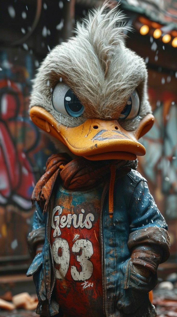 a close up of a stuffed animal wearing a jacket