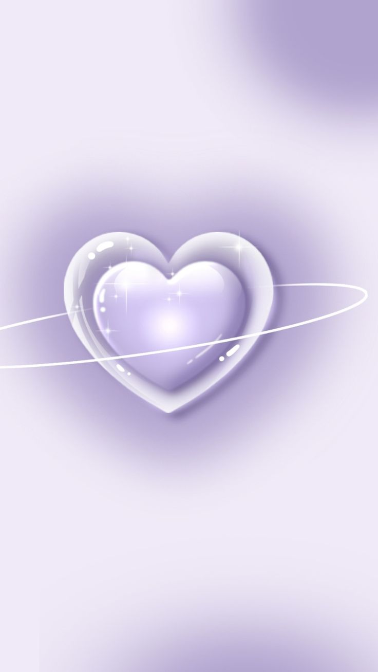 a heart shaped object floating in the air on a light purple background with white lines