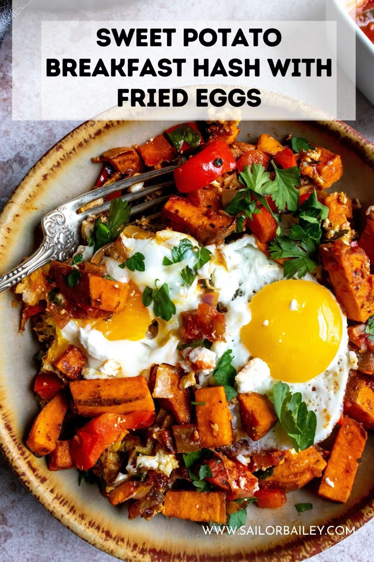 sweet potato breakfast hash browns with fried eggs