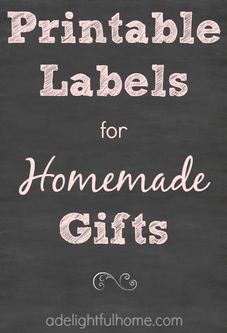 a chalkboard with the words printable labels for homemade gifts written in pink on it