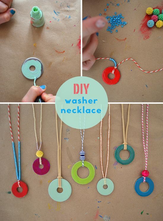 diy washer necklaces are fun and easy for kids to do with their hands