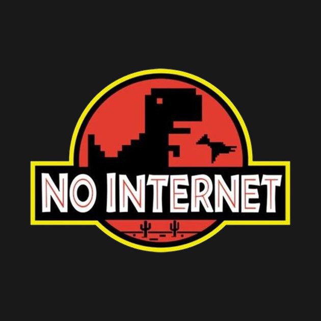 the logo for no internet with an image of a dinosaur