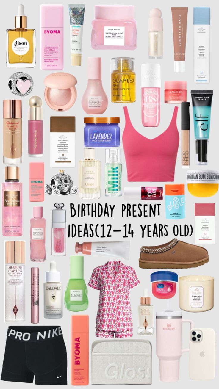 Birthday ideas for 12-14 year olds #skincare #makeupproducts #makeup #clothes #birthdaywishlist #birthdaygirl #birthday Teen Christmas Wishlist, Preppy Birthday Gifts, Xmas List Ideas, Girly Gifts Ideas, Birthday Present Ideas, Girly Christmas Gifts, Cute Christmas Ideas, Birthday Presents For Friends, Girly Christmas