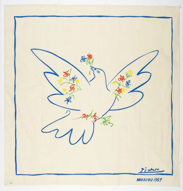 a drawing of a bird with flowers on it's wings flying in the air