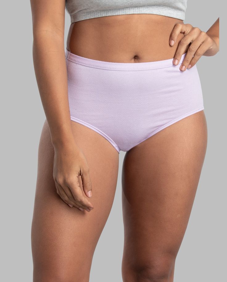 Fruit of the Loom® Breathable cotton-mesh briefs are just what you need to help you stay cool and fresh all day long. These panties are made with breathable, cotton-mesh fabric that not only supports the flow of air but wicks away moisture to keep you dry. Not only will these panties keep you feeling your best all day long, they’re designed with comfort in mind. Soft leg bands and a comfort-covered waistband provide added comfort, and as always, our Fruit of the Loom® underwear are tag free and Supportive Full Coverage Yoga Bottoms, Basic Brief Bottoms With Moderate Coverage, Basic Bottoms With Moderate Coverage Brief, Cotton Seamless Full Coverage Bottoms, Supportive Seamless Cotton Bottoms, High-cut Leg Cotton Bottoms With Elastic Waistband, Cotton Bottoms With Elastic Waistband And High-cut Leg, Comfortable Moderate Coverage Briefs, Seamless Briefs For Relaxation