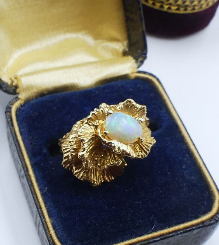 Vintage marked 14k gold and natural opal cabochon ring size 6, In good vintage condition, The face of rings 14 mm x 18 mm, Opal cabochon 7 mm x 5 mm. Weighs 6.4 gram. Thanks. Cabochon Ring, Natural Opal, Rings Statement, Statement Rings, Opal, Ring Size, Jewelry Rings, Gift Card, Etsy Accessories