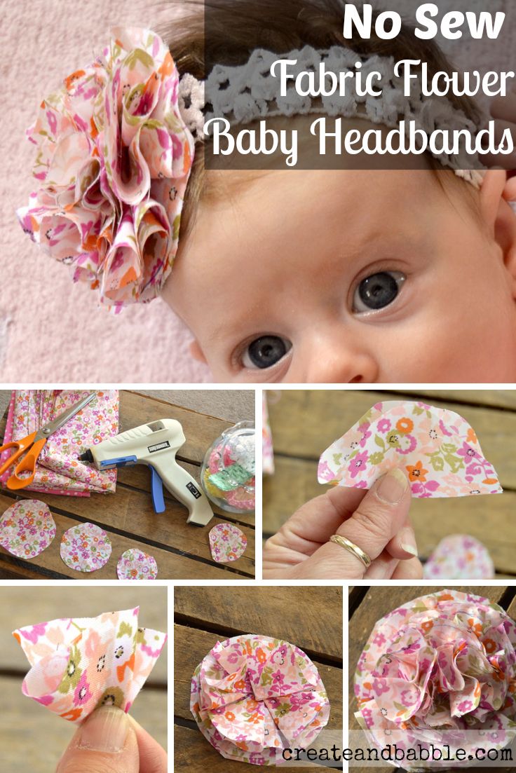 the instructions for how to sew fabric flower baby headbands