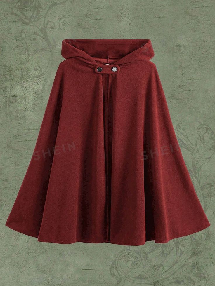 Plus Size Women's Hooded Cape Woolen Coat | SHEIN USA Red Cape Aesthetic, Scythe User, Red Capes, Red Riding Hood Costume, Red Cape, Hooded Cape, Woolen Coat, Little Red Riding Hood, Main Character