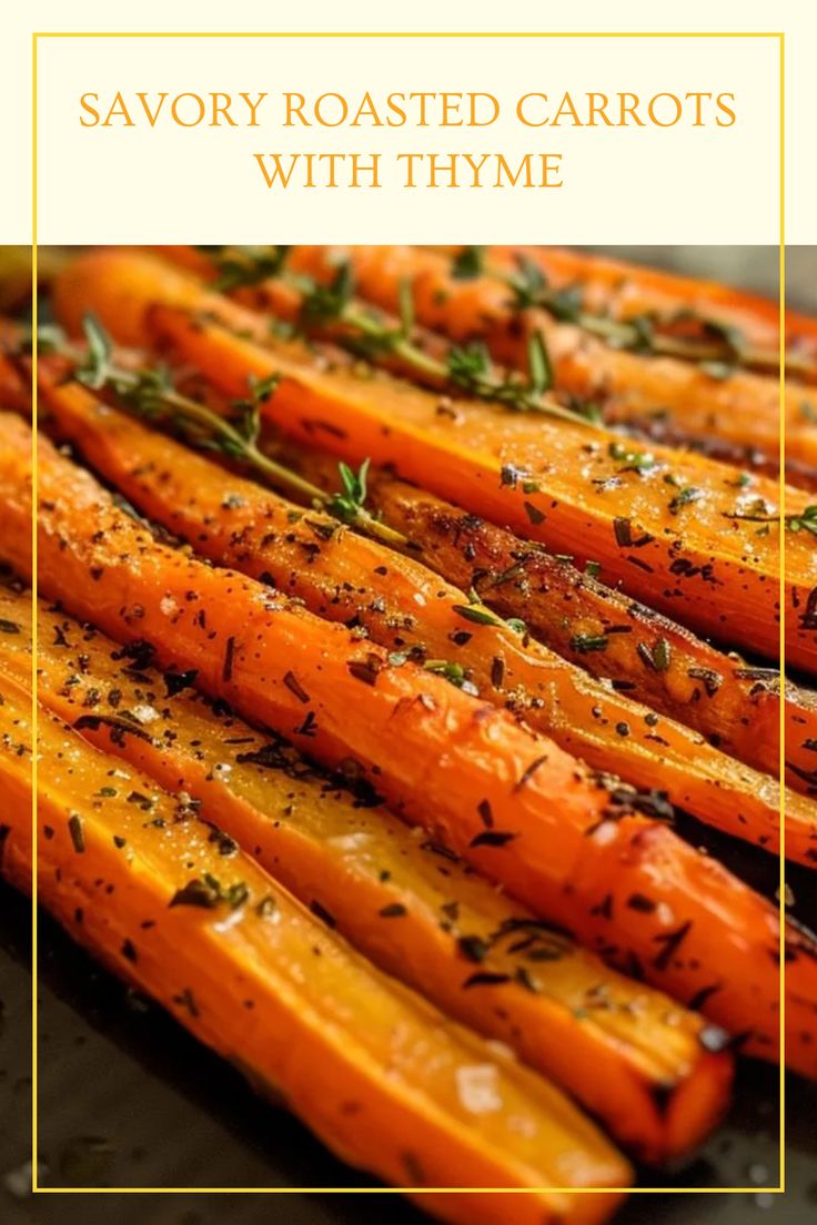 Discover how to make Savory Roasted Carrots With Thyme, a simple recipe utilizing fresh vegetables. It showcases healthy and delicious roasted carrots prepared with aromatic thyme, perfect for a side dish. Roasted Sliced Carrots, Roasted Christmas Carrots, Best Oven Roasted Carrots, Agave Glazed Carrots, Pioneer Woman Carrots, Christmas Dinner Carrot Sides, Carrot And Onion Side Dish, Pistachio Roasted Carrots, Christmas Dinner Side Dishes Carrots