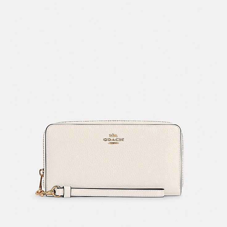 Coach Long Zip Around Wallet Refined Pebble Leather Twelve Credit Card Slots Full-Length Bill Compartments Inside Zip Coin Pocket Zip-Around Closure Detachable Wrist Strap 7 1/2" (L) X 4" (H) X 1" (W) Style No. C4451 Color Im/Chalk New In Original Packaging