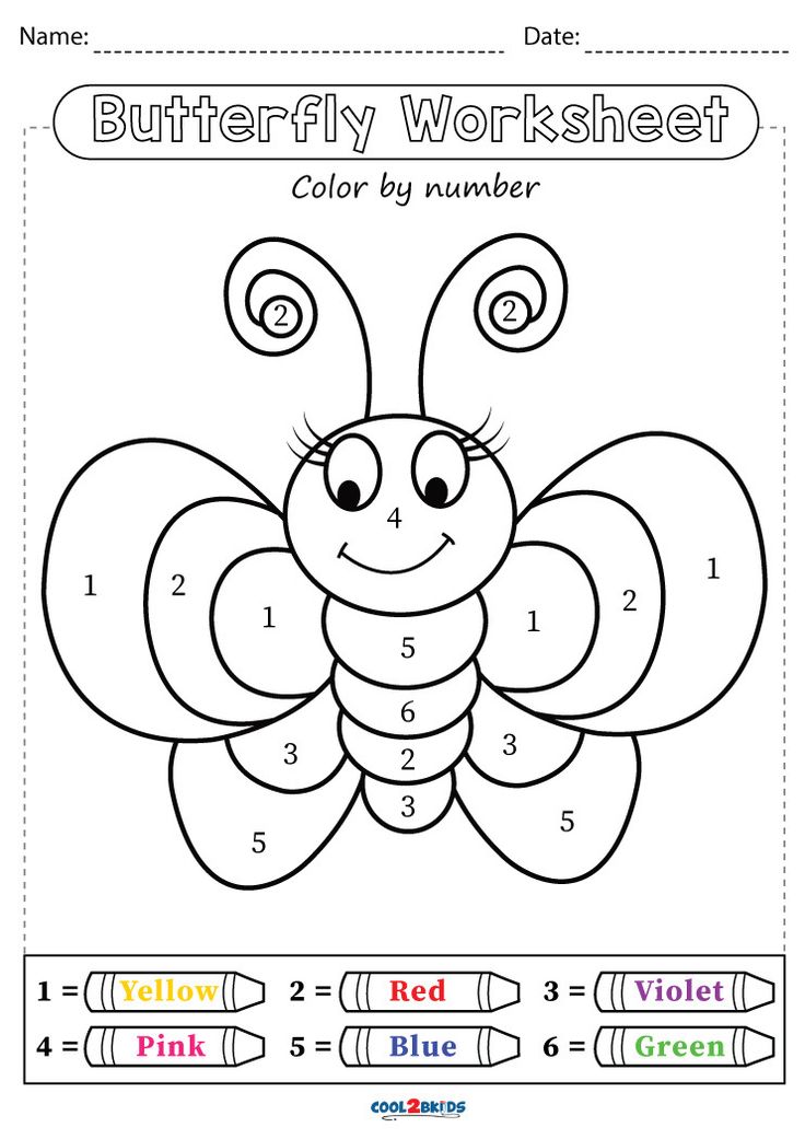 a butterfly worksheet for kids to color by numbers with the number 1 and 2