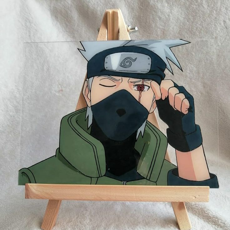 a painting of naruto wearing a face mask and holding his hand up to his nose