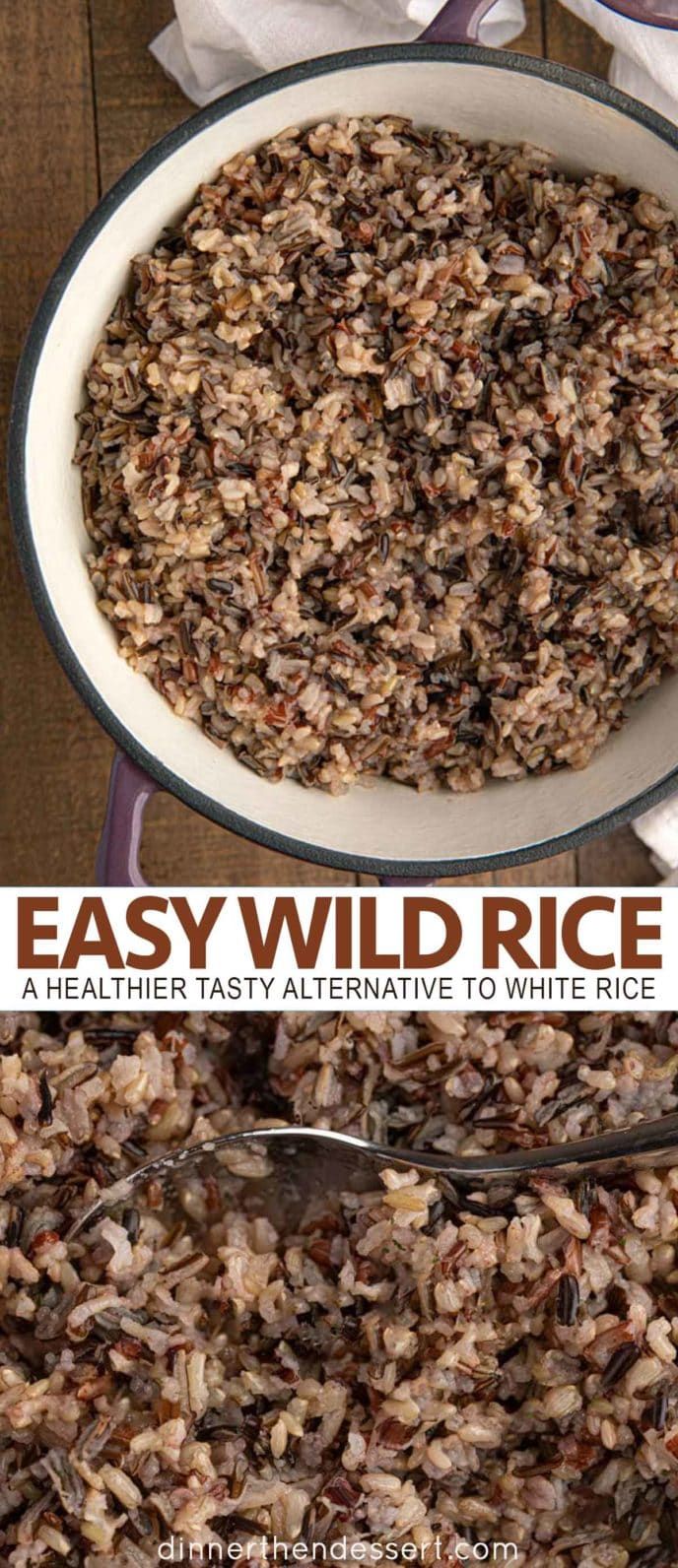 an easy wild rice recipe in a white bowl