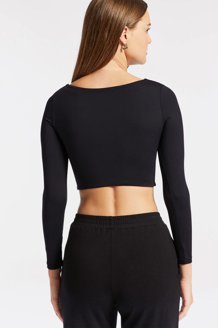 Norba Crop Top in Black | BANDIER - BANDIER Nike React, Bag Icon, Fashion Top, Black Crop Tops, Scoop Neckline, Black And Navy, Top Styles, New Arrivals, Crop Top