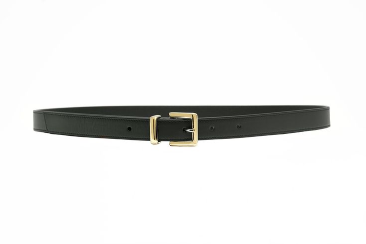 DESCRIPTION A VERSATILE CHIC AND ESSENTIAL ITEM FOR YOUR WARDROBE. DETAILS BLACK CALF LEATHER LINED IN BLACK NAPPA GOLD BUCKLE ITALIAN LEATHER MEASUREMENTS WIDTH: 3/4 INCHES (1.9 CM) Black Belt With Rectangular Buckle, Chic Black Belt Buckles For Evening, Chic Black Belt For Workwear, Chic Black Belt For Business, Chic Black Business Belts, Elegant Black Rectangular Belt Buckle, Chic Black Belt Buckles For Work, Classic Black Belt For Workwear, Classic Black Belt For Work