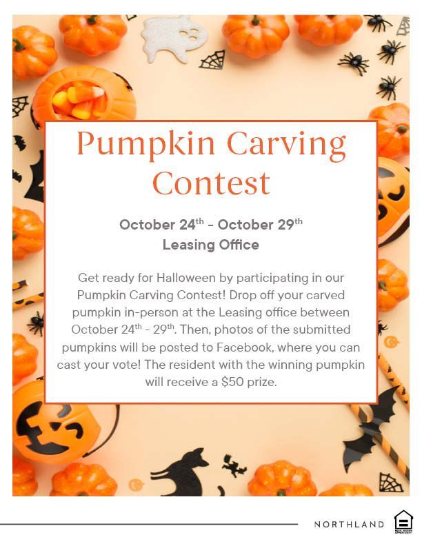 an advertisement for the pumpkin carving contest