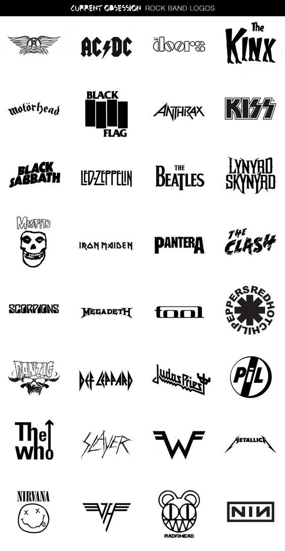 many different logos are shown in black and white