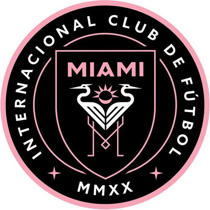 the international club of futboli logo is shown in black and pink on a white background