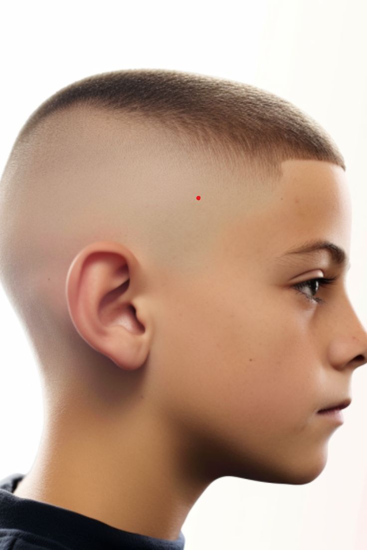 The buzz cut with fade is a minimalist yet stylish haircut option for boys. This style features a transition from skin fade into the buzzed top part of the hair. Click here to check out more trendiest boys haircuts for school. Boys Buzzed Haircuts Kids, Boys Buzzed Haircut, Buzz Cut With Fade, Haircuts For School, Trendy Boys Haircuts, Buzz Haircut, Kids Haircut, Boy Haircuts Short, Boys Haircut