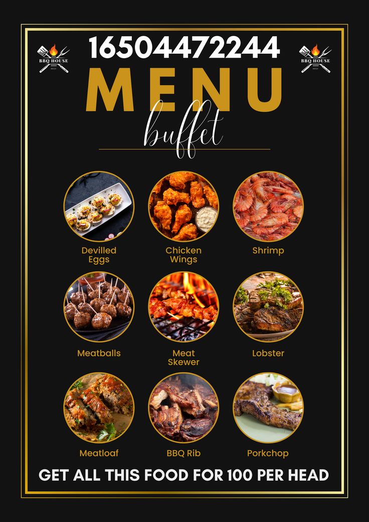 a menu for a restaurant with different types of food