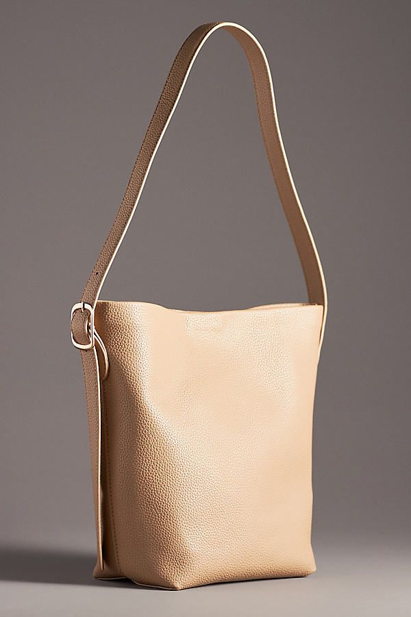 Polyurethane Removable zip-top pouch Magnetic closure Imported | Everyday Bucket Tote by Anthropologie in Beige, Women's, Polyurethane Bucket Tote, Perfect Handbag, White Purses, Unique Bags, Leather Bucket, Bags Purses, Pouch Bag, Green Bag, White Bag