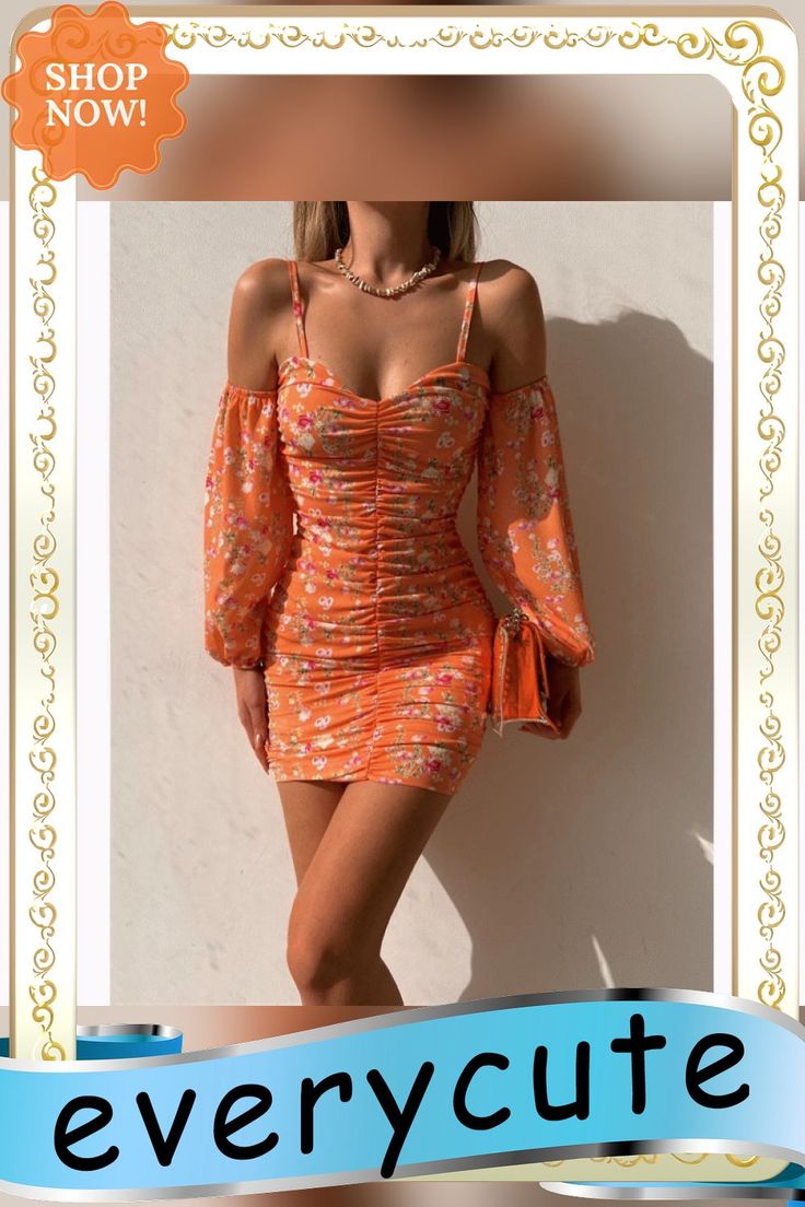 Women Off Shoulder Dress Summer New Flower Print One-shoulder Sexy Suspender Dress Vintage Mini Folds Dress Beach Vestidos Mujer Fitted Off-shoulder Mini Dress With Floral Print, Fitted Off-shoulder Mini Dress For Summer, Fitted Ruched Mini Dress For Beach Season, Flirty Off-shoulder Mini Dress For Summer, Fitted Cold Shoulder Mini Dress For Summer, Beach Season Floral Print Mini Dress For Party, Beach Season Floral Mini Dress For Party, Beach Season Party Mini Dress With Floral Print, Orange Fitted Off-shoulder Dress