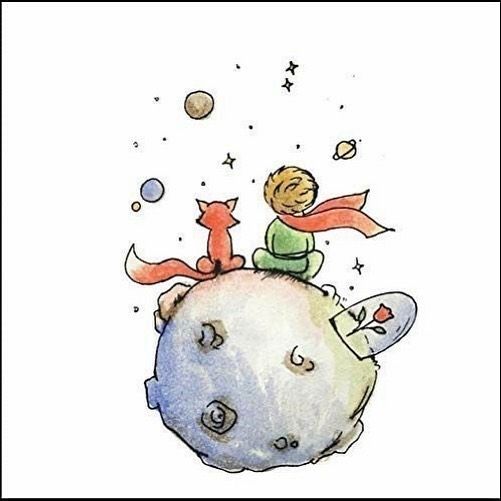 an illustration of a little boy riding on the back of a small planet with stars and planets