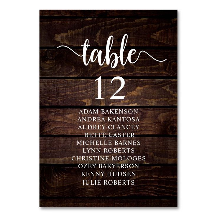 the rustic wood table number sign is shown