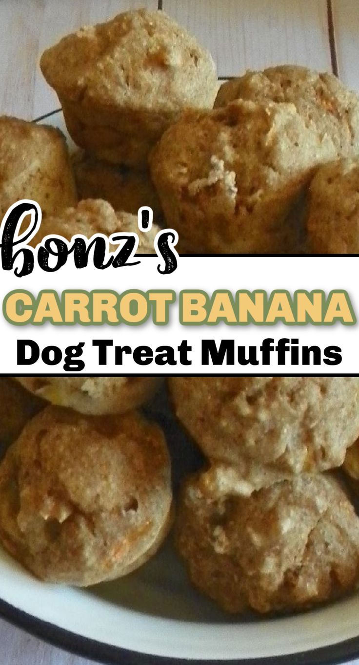 a plate full of carrot banana dog treat muffins