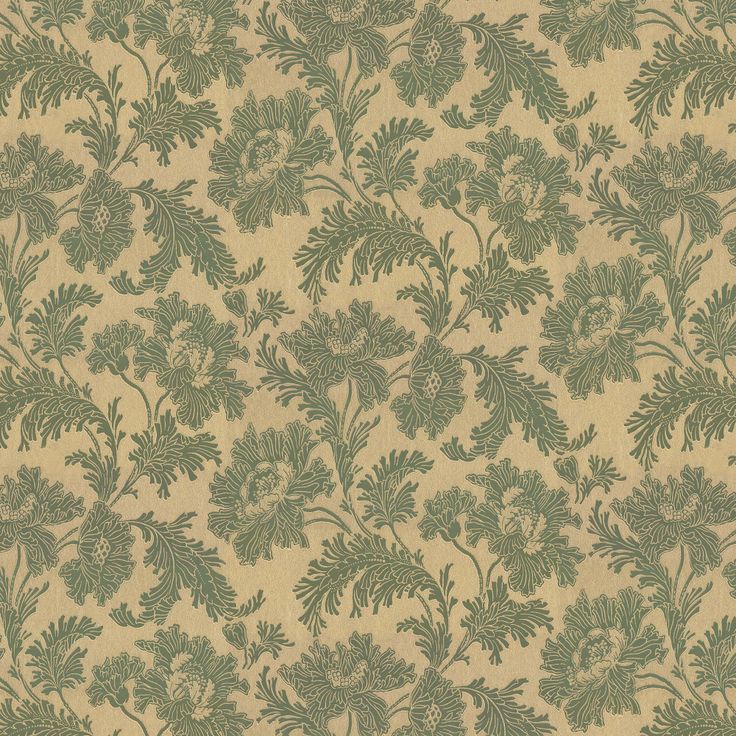 an old wallpaper with green flowers and leaves