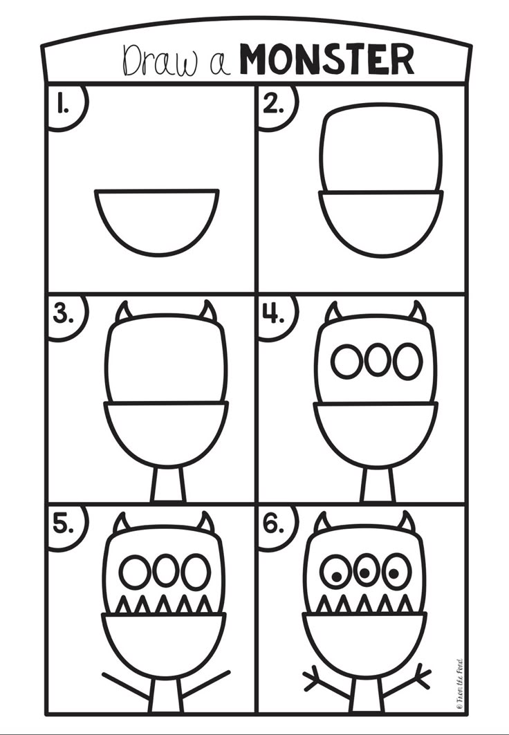 how to draw a monster step by step instructions for children and adults with pictures on it