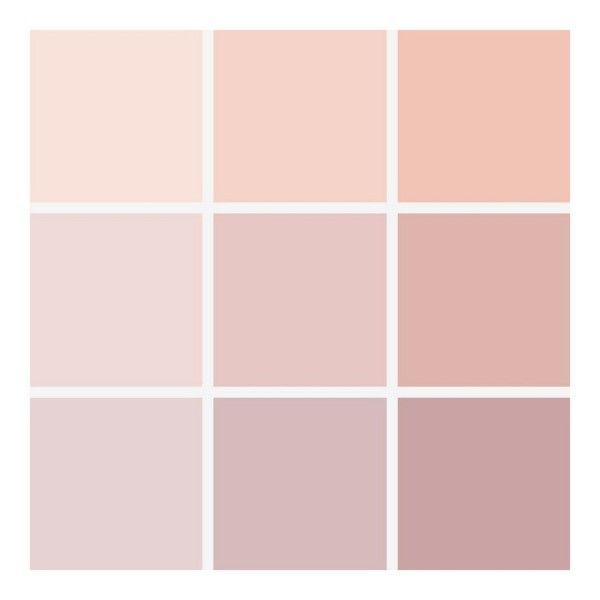 several different shades of pastel pinks and pales, all arranged in squares