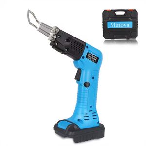 a blue and black cordless tool on a white background with the words minovon