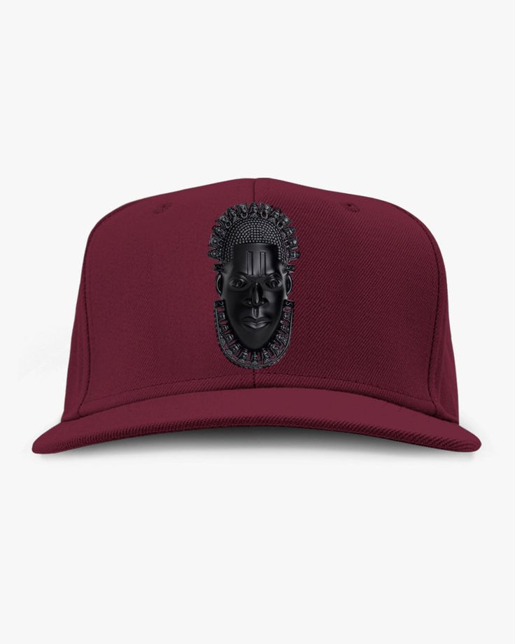 This structured cap features an adjustable snapback, making it an ideal fit for any head size. The Queen Idia metal coating is available in a range of luxury colours, including Gold, Silver, Rose Gold, and Black. Burgundy 1 size fits most Adjustable Diameter: 20.5in/52cm - 23.5in/59.6cm Adjustable Flat Crown Baseball Cap, Central African, Silver Rose Gold, The Queen, Black Silver, Baseball Cap, Silver Gold, Rose Gold, Queen