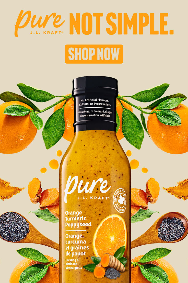 an advertisement for pure orange juice with the words,'pure not simple shop now '