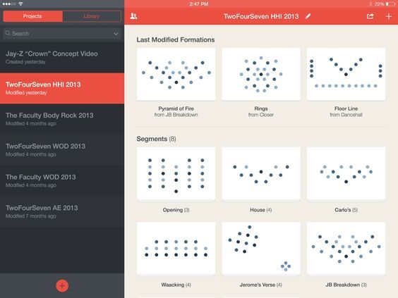 two screens showing different types of dots and numbers on the same screen, one with an arrow