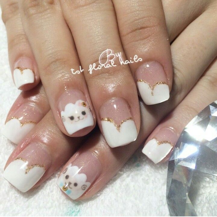 Sheep Sheep Nail Art, Sheep Nails, Nail Art For Kids, Cute Short Nails, Anime Nails, Short Square Nails, Vintage Nails, Happy Nails, Wedding Nails Design