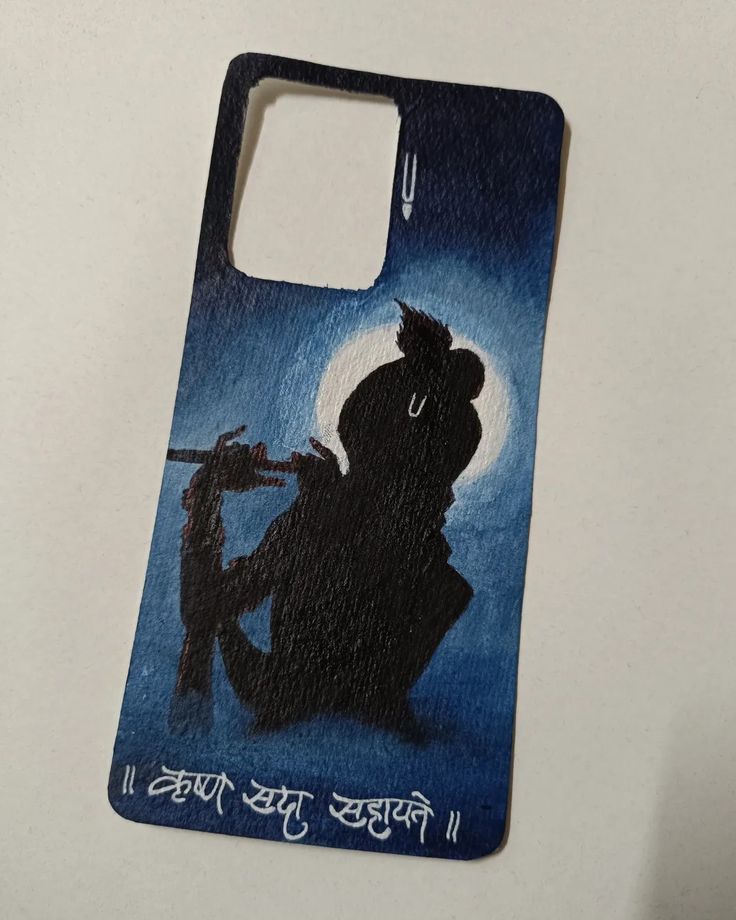 Shri Krishna mobile cover painting 🎨 Phone Cover Aesthetic Painting, Aesthetic Krishna Painting, Drawing For Mobile Cover, Aesthetic Backcover Phone Diy, Krishna Mobile Cover, Shri Krishna Painting, Radha Krishna Phone Cover, Cute Mobile Cover Painting Ideas, Drawing For Phone Cover