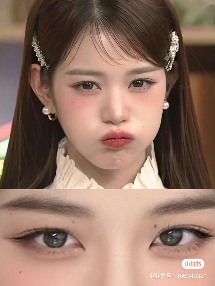 Natural Kpop Makeup, Kpop Idol No Makeup, Wonyoung Lips Tutorial, Wonyoung Make Up, Wonyoung Eye Makeup, Ive Wonyoung Makeup, Bunny Eyes Makeup, Idol Makeup Korean, Wonyoung Without Makeup