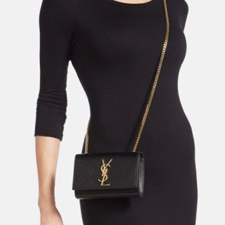 Ysl Black Kate Small Crossbody. Overall Condition Is Excellent. Very Light Signs Of Use To Logo. This Was Rarely Carried And Is Ultra Chic, Will Elevate Any Outfit And Can Be Dressed Up Or Down! Gold Tone Hardware And Will Come Carefully Packaged With Duster. Dims: 6.75x1.75x4.5” Ysl Small Bag, Ysl Cassandra, Ysl Purse, Ysl Kate, Yves Saint Laurent Bags, Small Crossbody, Lighted Signs, Yves Saint Laurent, Saint Laurent