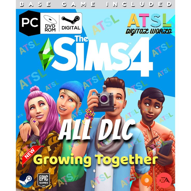 an advertisement for the game, the sims4 all dc growing together