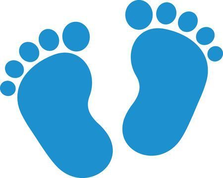 blue footprints on a white background that appear to be in the shape of a baby's feet