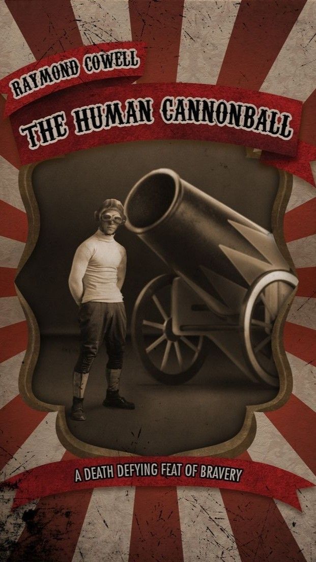 an old photo of a man standing next to a cannon with the caption'the human cannonball '